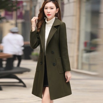 Winter Wool Coats Warm Slim Fit Fashion Casual Office Lady Blends Womans Coat 